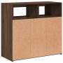 Aparador con luces LED roble ahumado 80x35x75 cm