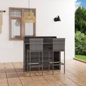 Juego muebles de bar para jardín 3 piezas y cojines gris en Conjuntos de jardín | Comprar online en Foro24
