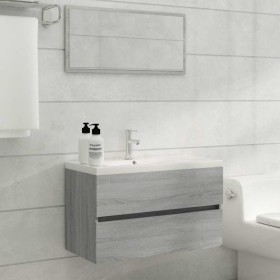 Set de muebles de baño 2 pzas madera contrachapada gris sonoma Set de muebles de baño 2 pzas madera contrachapada gris sonoma