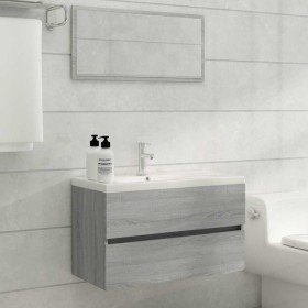 Set de muebles de baño 2 pzas madera contrachapada gris sonoma Set de muebles de baño 2 pzas madera contrachapada gris sonoma
