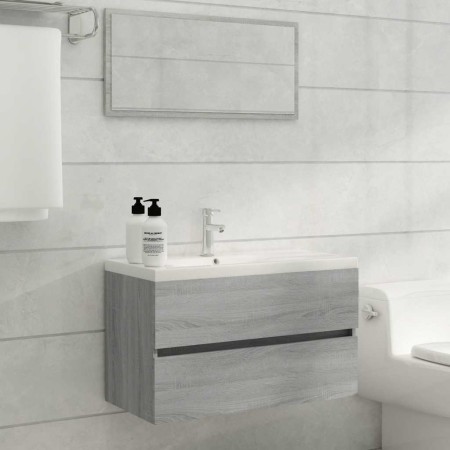 Set de muebles de baño 2 pzas madera contrachapada gris sonoma