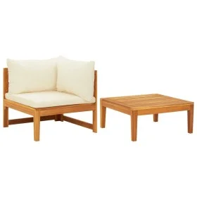 Garden furniture set, 2 pieces, cream cushions, acacia wood. by vidaXL, Modular outdoor sofas - Ref: Foro24-316316, Price: 14...