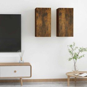 Muebles para TV 2 uds madera roble ahumado 30,5x30x60 cm