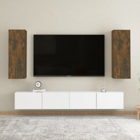 Muebles para TV 2 uds madera roble ahumado 30,5x30x90 cm Muebles para TV 2 uds madera roble ahumado 30,5x30x90 cm
