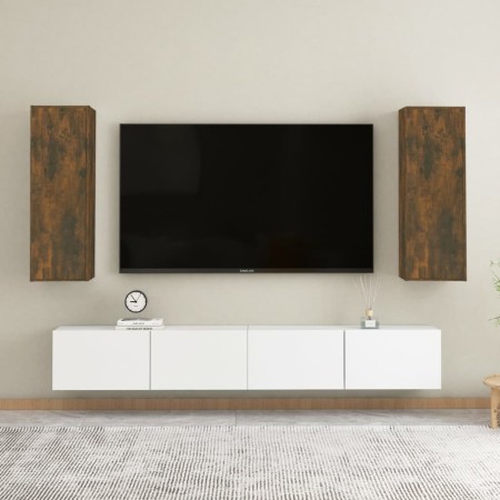 Muebles para TV 2 uds madera roble ahumado 30,5x30x90 cm en Muebles TV | Comprar online en Foro24