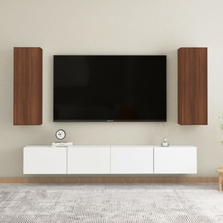Muebles TV 2 uds madera de ingeniería marrón roble 30,5x30x90cm en Muebles TV | Comprar online en Foro24