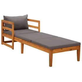 Lounger with dark gray cushions solid acacia wood by vidaXL, Modular outdoor sofas - Ref: Foro24-316317, Price: 169,25 €, Dis...