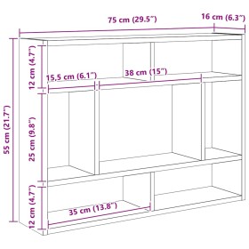 Estantería de pared madera ingeniería roble ahumado 75x16x55 cm