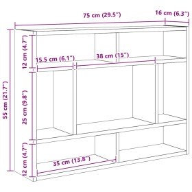 Estantería de pared madera ingeniería roble ahumado 75x16x55 cm