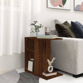 Mesa auxiliar de madera contrachapada marrón roble 50x30x50 cm Mesa auxiliar de madera contrachapada marrón roble 50x30x50 cm