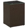 Mesa auxiliar 3 pzas superficie vidrio ratán sintético marrón de vidaXL, Mesas auxiliares - Ref: Foro24-316380, Precio: 84,53...