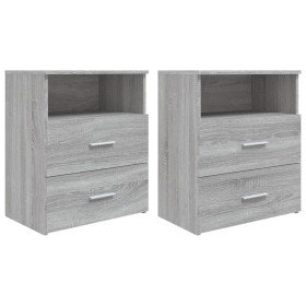Mesitas de noche 2 unidades gris sonoma 50x32x60 cm Mesitas de noche 2 unidades gris sonoma 50x32x60 cm