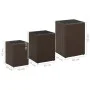 Mesa auxiliar 3 pzas superficie vidrio ratán sintético marrón de vidaXL, Mesas auxiliares - Ref: Foro24-316380, Precio: 84,53...