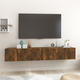 Muebles para TV colgantes 3 uds roble ahumado 60x30x30 cm