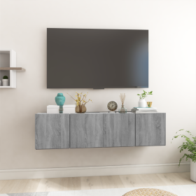 Muebles para TV colgantes 2 uds madera gris Sonoma 60x30x30 cm