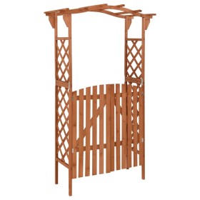 Pérgola con puerta madera maciza de abeto 116x40x204 cm