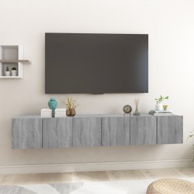 Muebles para TV colgantes 3 uds madera gris Sonoma 60x30x30 cm