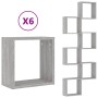 Estantes cubo de pared 6 unidades gris sonoma 30x15x30 cm