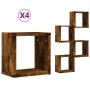 Estanterías de pared 4 pcs Marrón 26 x 15 x 26 cm