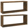 Estantes cúbicos de pared 2 uds madera roble ahumado 60x15x23cm