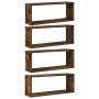 Estantes cúbicos de pared 4 uds madera roble ahumado 60x15x23cm