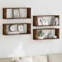 Estantes cúbicos de pared 4 uds madera roble ahumado 60x15x23cm