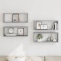 Estantes cúbicos de pared 4 uds madera gris Sonoma 60x15x23 cm