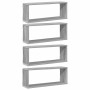 Estantes cúbicos de pared 4 uds madera gris Sonoma 60x15x23 cm