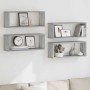 Estantes cúbicos de pared 4 uds madera gris Sonoma 60x15x23 cm