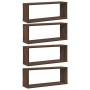 Estantes cúbicos de pared 4 uds madera roble marrón 60x15x23 cm