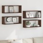 Estantes cúbicos de pared 4 uds madera roble marrón 60x15x23 cm