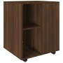 Armario con ruedas madera contrachapada roble marrón 60x53x72cm