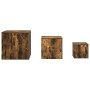 Mesitas auxiliares 3 piezas madera contrachapada roble ahumado