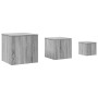 Mesitas auxiliares 3 piezas madera contrachapada gris Sonoma