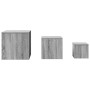 Mesitas auxiliares 3 piezas madera contrachapada gris Sonoma