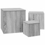 Mesitas auxiliares 3 piezas madera contrachapada gris Sonoma