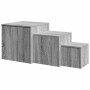 Mesitas auxiliares 3 piezas madera contrachapada gris Sonoma