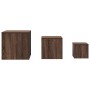 Mesitas auxiliares 3 piezas madera contrachapada marrón roble