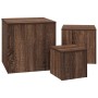 Mesitas auxiliares 3 piezas madera contrachapada marrón roble