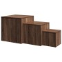 Mesitas auxiliares 3 piezas madera contrachapada marrón roble