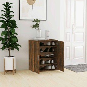 Mueble zapatero madera contrachapada roble ahumado 60x35x70 cm Mueble zapatero madera contrachapada roble ahumado 60x35x70 cm