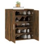 Mueble zapatero madera contrachapada roble ahumado 60x35x70 cm