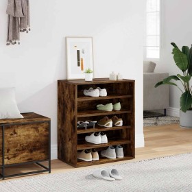 Mueble zapatero madera contrachapada roble ahumado 60x35x70 cm Mueble zapatero madera contrachapada roble ahumado 60x35x70 cm