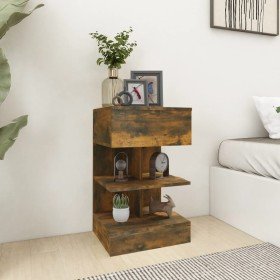 Mesita de noche madera contrachapada roble ahumado 40x35x65 cm Mesita de noche madera contrachapada roble ahumado 40x35x65 cm