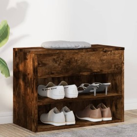 Banco zapatero madera contrachapada roble ahumado 60x30x45 cm Banco zapatero madera contrachapada roble ahumado 60x30x45 cm