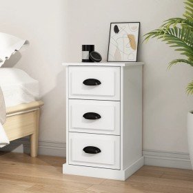 Mesita de noche madera contrachapada blanca 39x39x67 cm Mesita de noche madera contrachapada blanca 39x39x67 cm