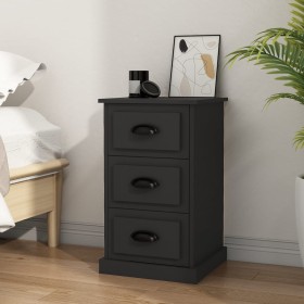 Mesita de noche madera contrachapada negra 39x39x67 cm Mesita de noche madera contrachapada negra 39x39x67 cm