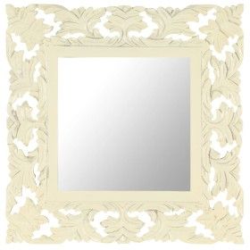 Hand-carved solid white mango wood mirror 50x50 cm by vidaXL, Mirrors - Ref: Foro24-321641, Price: 34,63 €, Discount: %