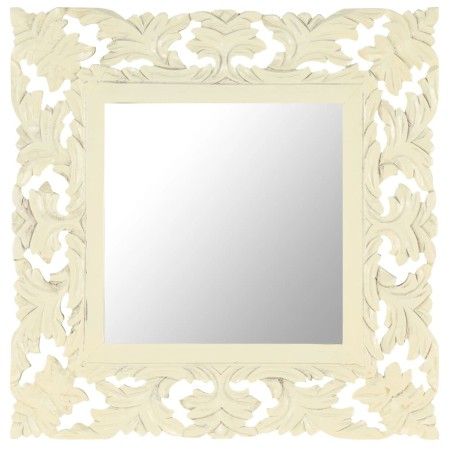 Hand-carved solid white mango wood mirror 50x50 cm by vidaXL, Mirrors - Ref: Foro24-321641, Price: 34,63 €, Discount: %
