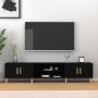 Mueble de TV madera contrachapada negro 180x31,5x40 cm en Muebles TV | Comprar online en Foro24